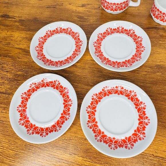 notNeutral Espresso Cappuccino MCM Red White 2 Cups 4 Saucers  3oz. Poland 6pc - Picture 5 of 11